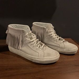 Vans moccasin fringed hi tops, size 8.5